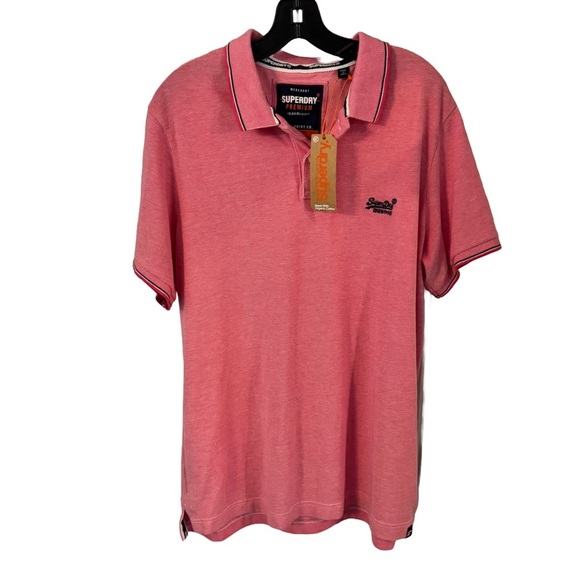 SUPERDRY PREMIUM Men’s Polo Shirt  Size 3XL Pink Short Sleeves NWT - Picture 2 of 15